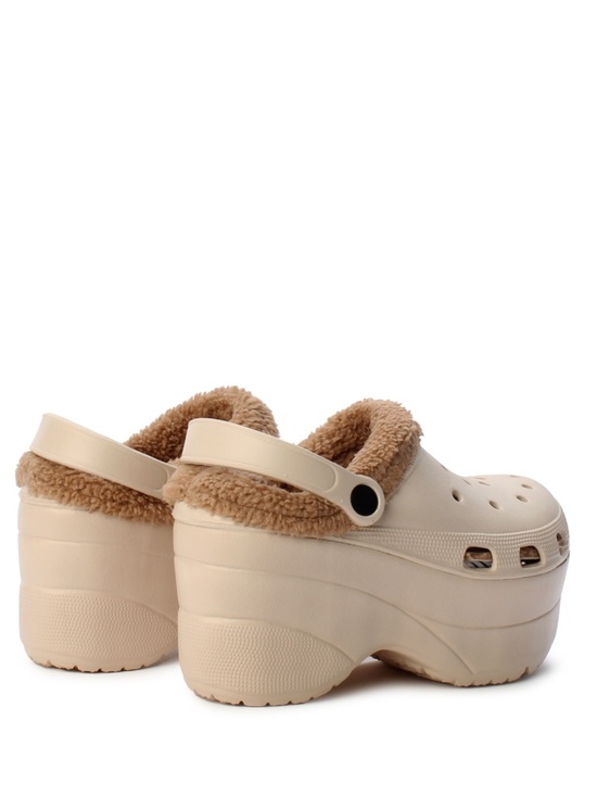 Cape Robbin Shoes - Cape Robbin Cream Platform Faux-Shearling Clog Mules